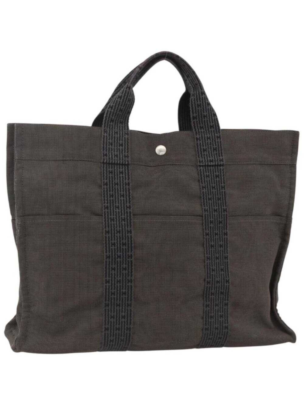 HERMES Her Line Tote Bag Canvas Gray Silver